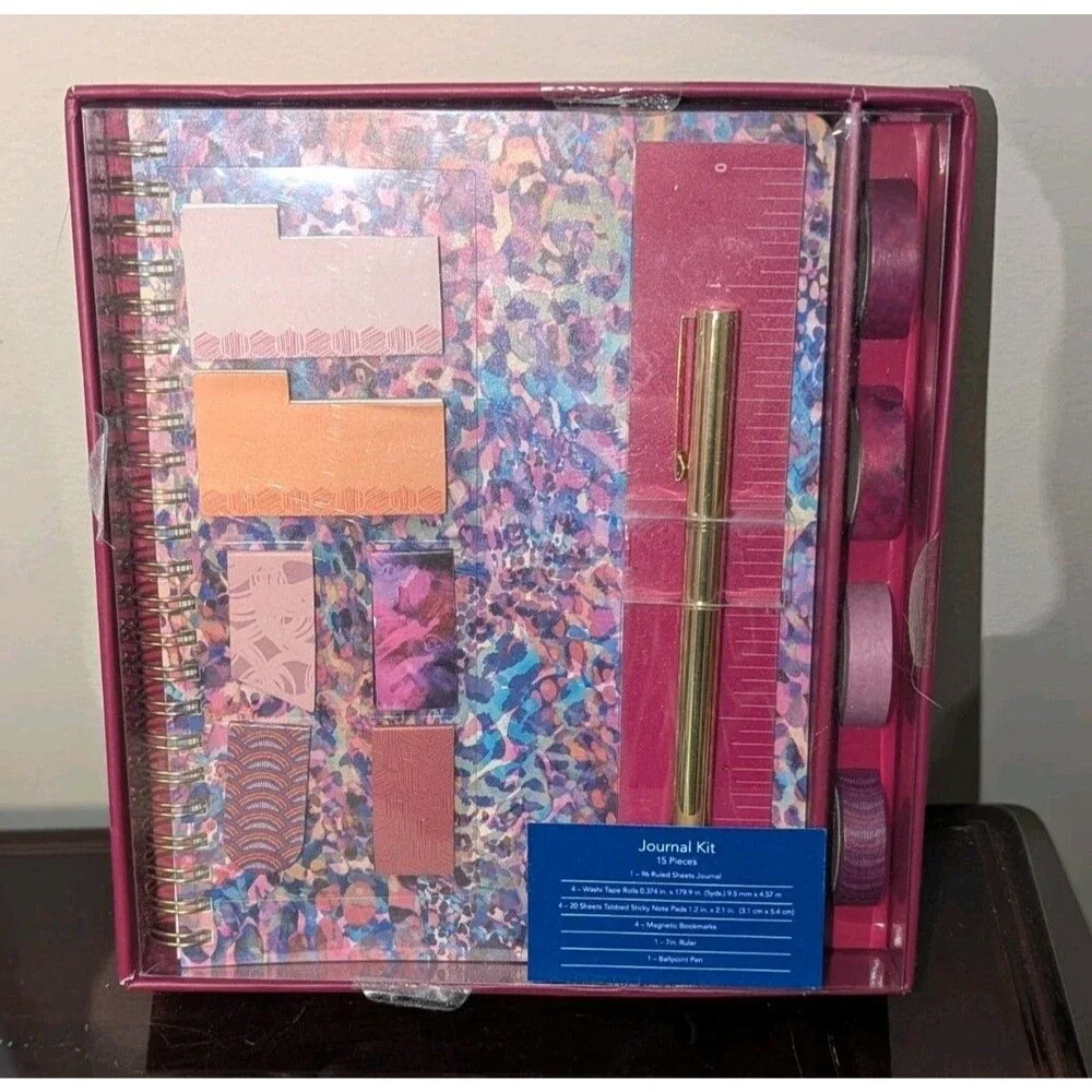 Floral‎ Journal Kit 15 Piece Journal Washi Tape Note Pads Bookmark Ruler Pen